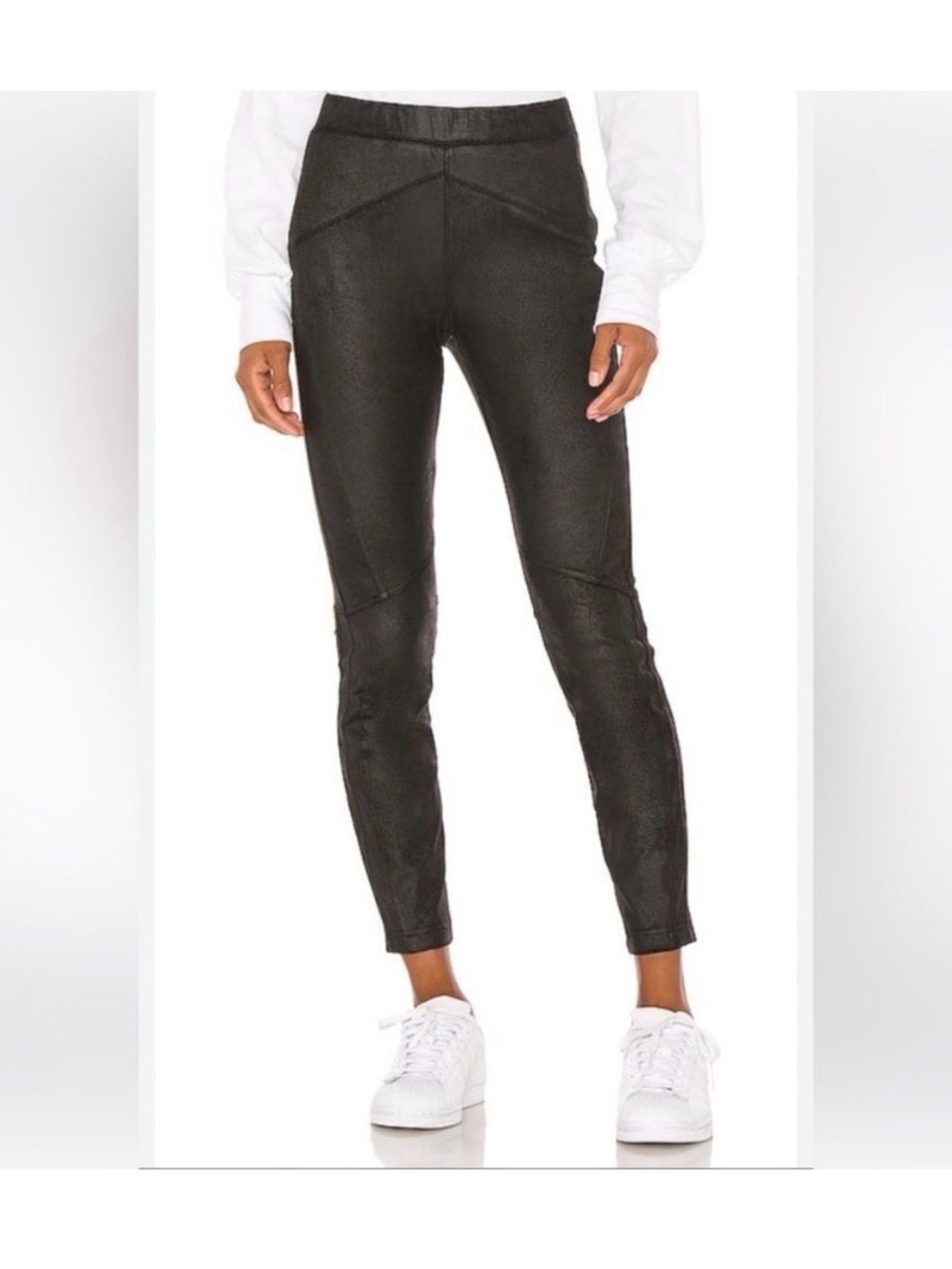 Free People Black Faux-Suede Leggings